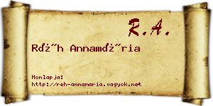 Réh Annamária névjegykártya